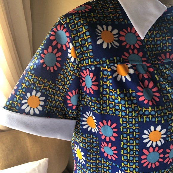 Vintage 60’s shirt polyester boho hippie chic pockets button Phase One RARE - Picture 3 of 10